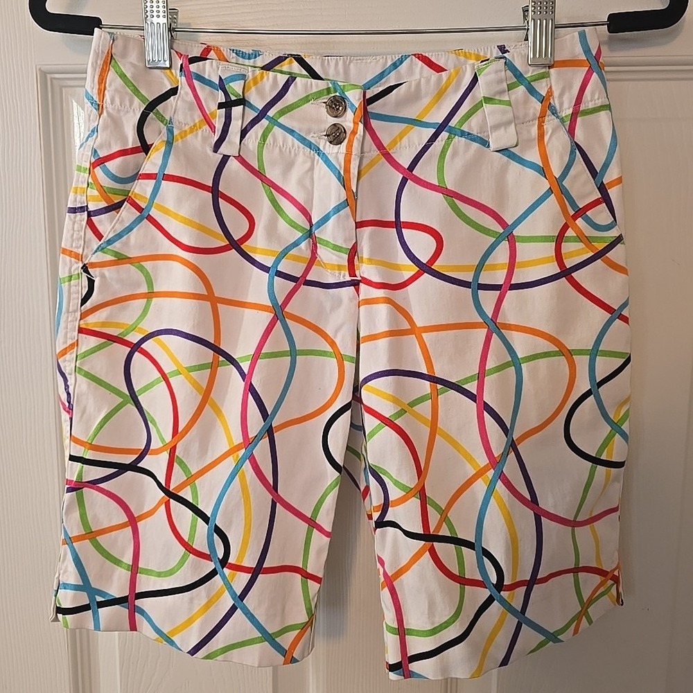 Loudmouth Golf Shorts‎ Size 2 Retro 80s Bright Bold Colorful Squiggle Lines